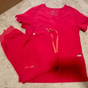 FIGS - scrub set - Winning Red color